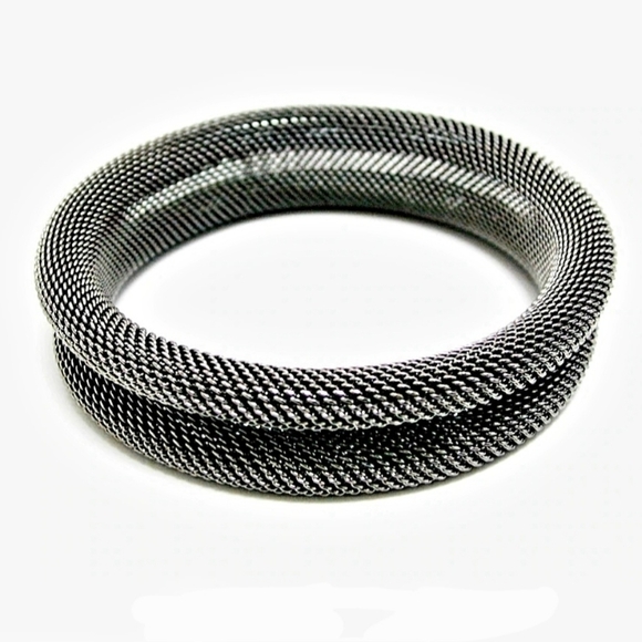 Erica Zap Rolled Silver Mesh Rolled Bangle Bracelet in Black Nickel - Picture 1 of 4